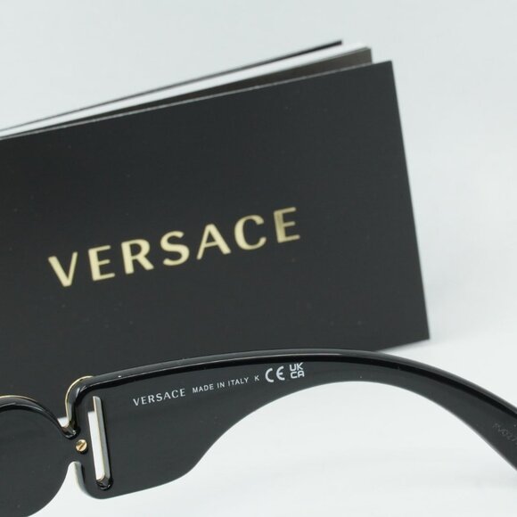 Versace VE4361 GB1/85 Oval Sunglasses – Solid Black/Yellow main image 5